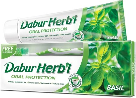 Dabur Vatika / Зубная паста Herbal &quot;С базиликом&quot; 150 г + зубная щетка в подарок