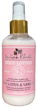 Indian Khadi / Увлажняющий лосьон для тела с Лотосом и Ванилью (Pink Lotus &amp; Vanilla), 200 мл